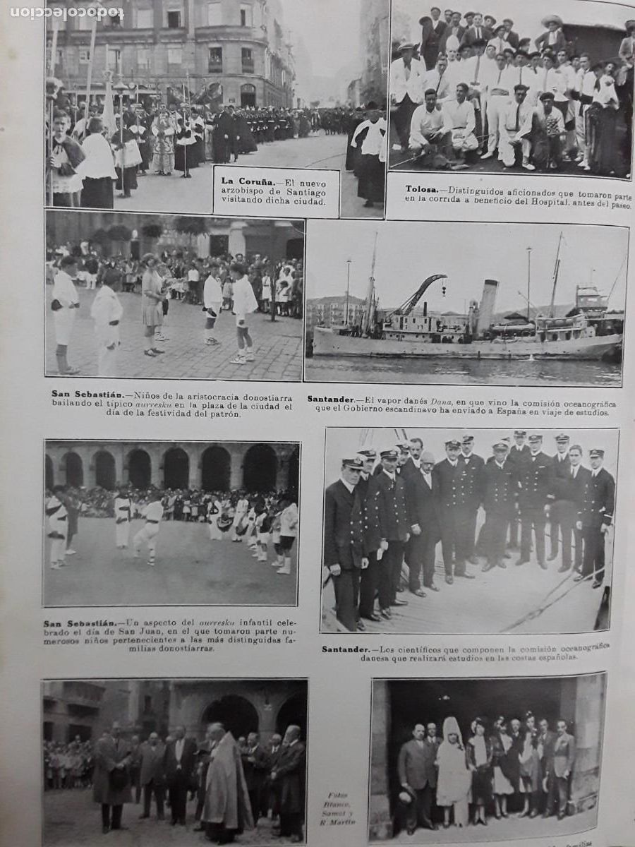 Collection Magazines and Newspapers: TOLOSA BENDICION SERVICIO AGUAS AFICIONADOS CORRIDA HOSPITAL HOJA A&Ntilde;O 1928