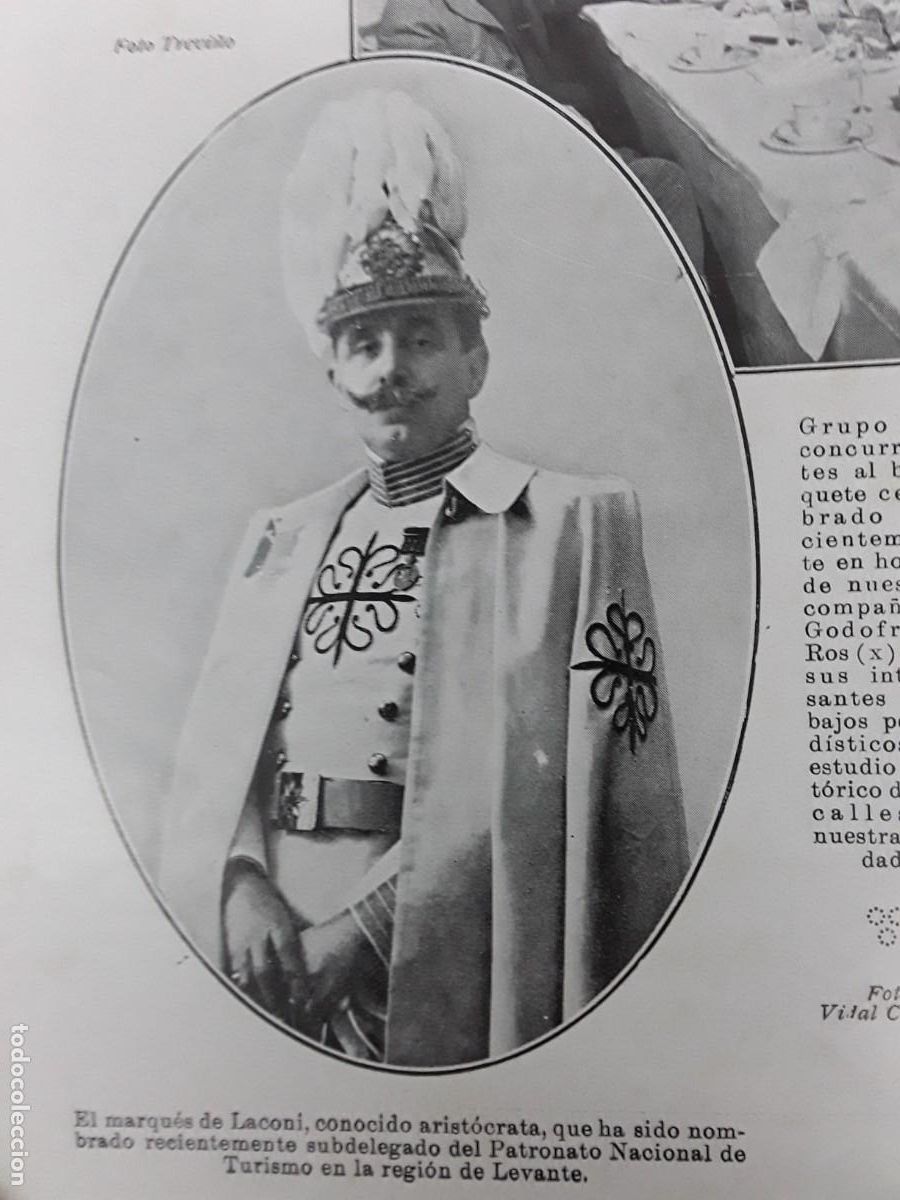 Collection Magazines and Newspapers: MARQUES LACONI ARISTOCRATA SUDELEGADO PATRONATO NACIONAL TURISMO LEVANTE HOJA A&Ntilde;O 1928