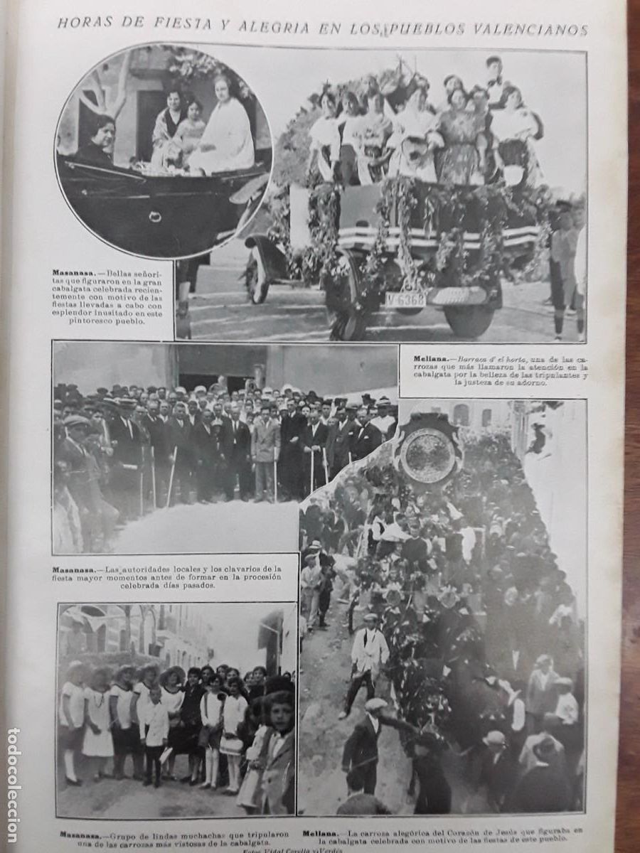 Coleccionismo de Revistas y Peri&oacute;dicos: FIESTAS MASANASA CLAVARIOS FIESTA MAYOR MELIANA CARROZA CORAZON JESUS HOJA A&Ntilde;O 1928