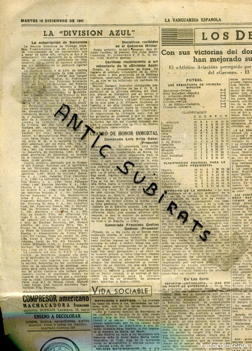 Coleccionismo de Revistas y Peri&oacute;dicos: RECORTE DE PRENSA A&Ntilde;O 1941 DIVISION AZUL LUIS ARIJA RABA GODINO GODINO
