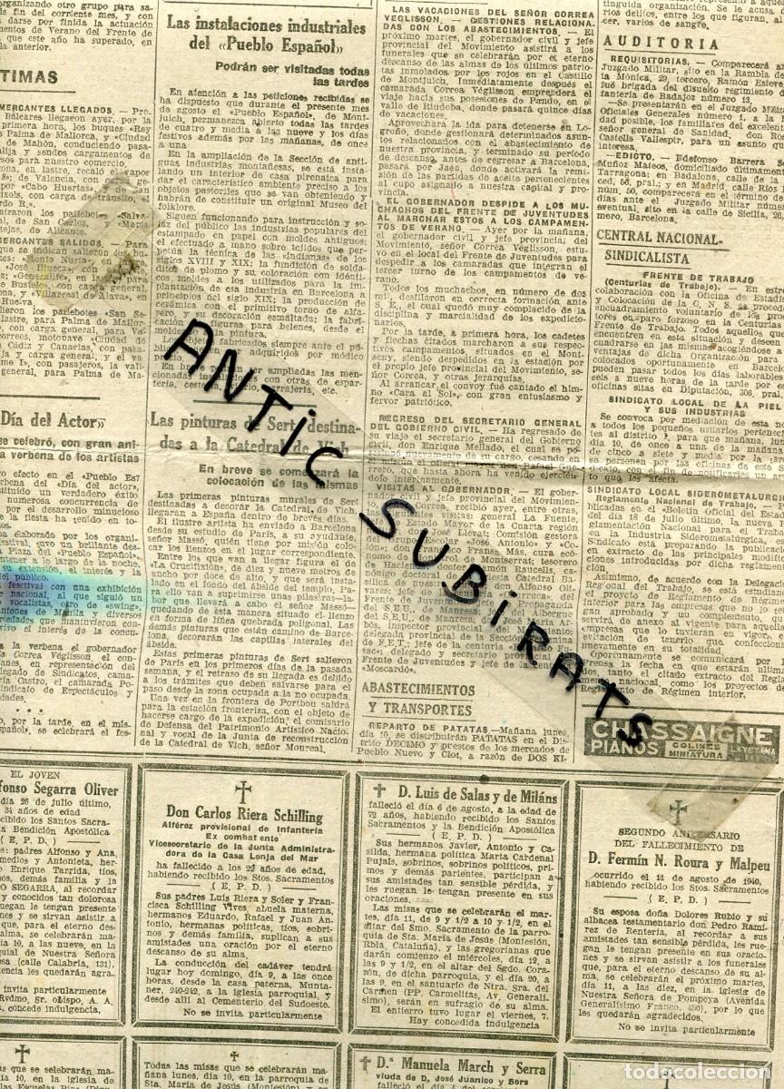Coleccionismo de Revistas y Peri&oacute;dicos: RECORTE DE PRENSA A&Ntilde;O 1942 PINTURAS DE SERT VIC PREMIO DIVISION AZUL ADULTERACION DE LECHE SANTANDER