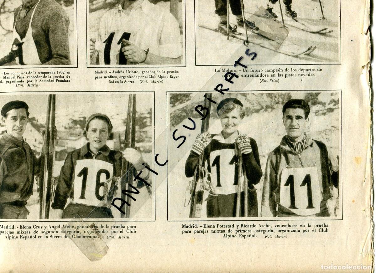 Coleccionismo de Revistas y Peri&oacute;dicos: VANGUARDIA A&Ntilde;O 1932 DEPORTE FEMENINO ESQUI ELENA CRUZ ANGEL ARCHE ELENA POTESTAD RICARDO ARCHE CLUB