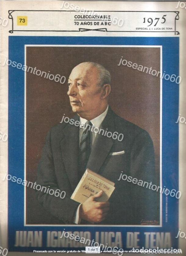 Coleccionismo de Revistas y Peri&oacute;dicos: Coleccionable 70 a&ntilde;os de ABC N&ordm;73. Juan Ignacio Luca de Tena. 1975.