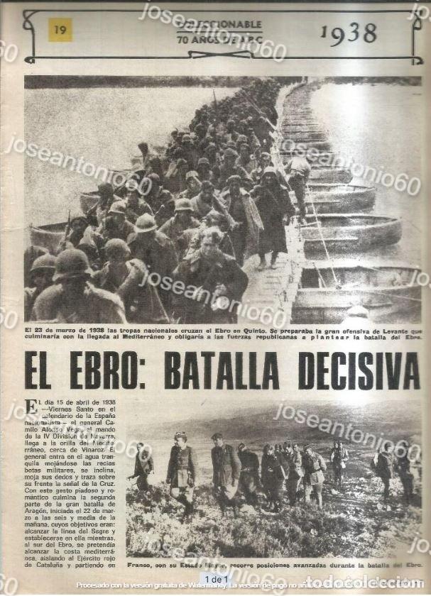 Collezionismo di Riviste e Giornali: Coleccionable 70 a&ntilde;os de ABC N&ordm; 19. El Ebro: Batalla decisiva. 1938 - ABC