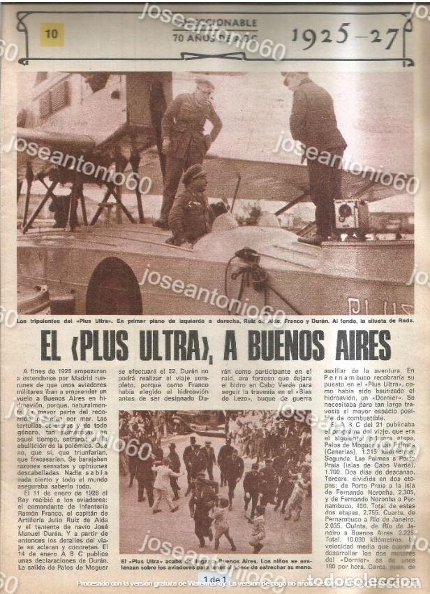 Coleccionismo de Revistas y Peri&oacute;dicos: Coleccionable 70 a&ntilde;os de ABC N&ordm; 10. El &rdquo;Plus Ultra&rdquo;, a Buenos Aires. 1925-27&rdquo; - ABC