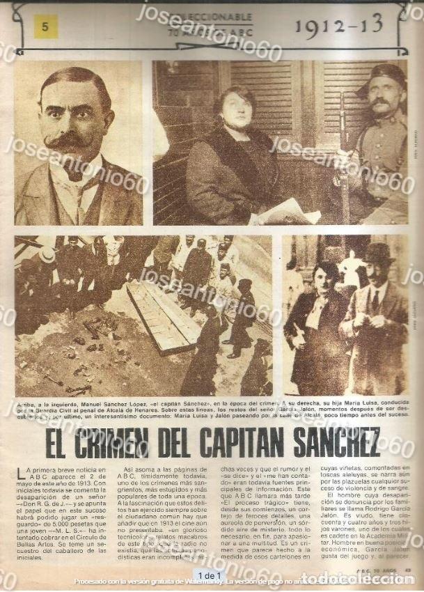 Coleccionismo de Revistas y Peri&oacute;dicos: Coleccionable 70 a&ntilde;os de ABC N&ordm; 5. El crimen del capit&aacute;n S&aacute;nchez. 1912-13 - ABC