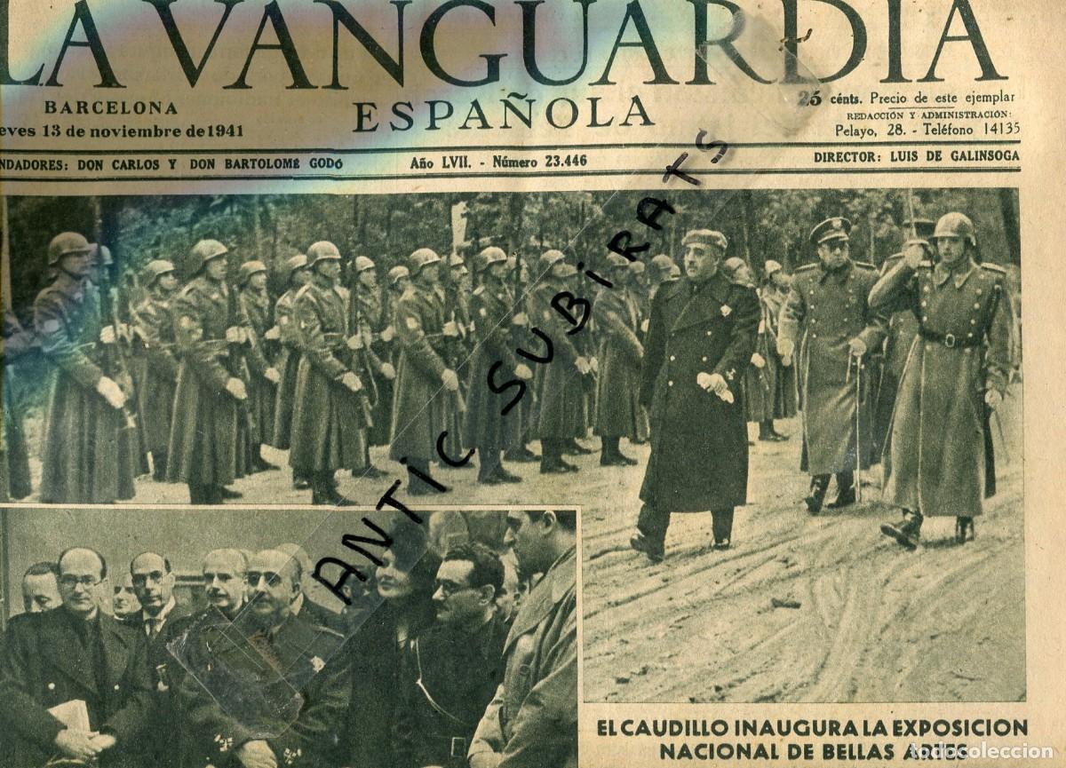 Coleccionismo de Revistas y Peri&oacute;dicos: VANGUARDIA A&Ntilde;O 1941 EXPOSICION DE BELLAS ARTES SECCION FEMENINA DIVISION AZUL ANTONIO TOVAR