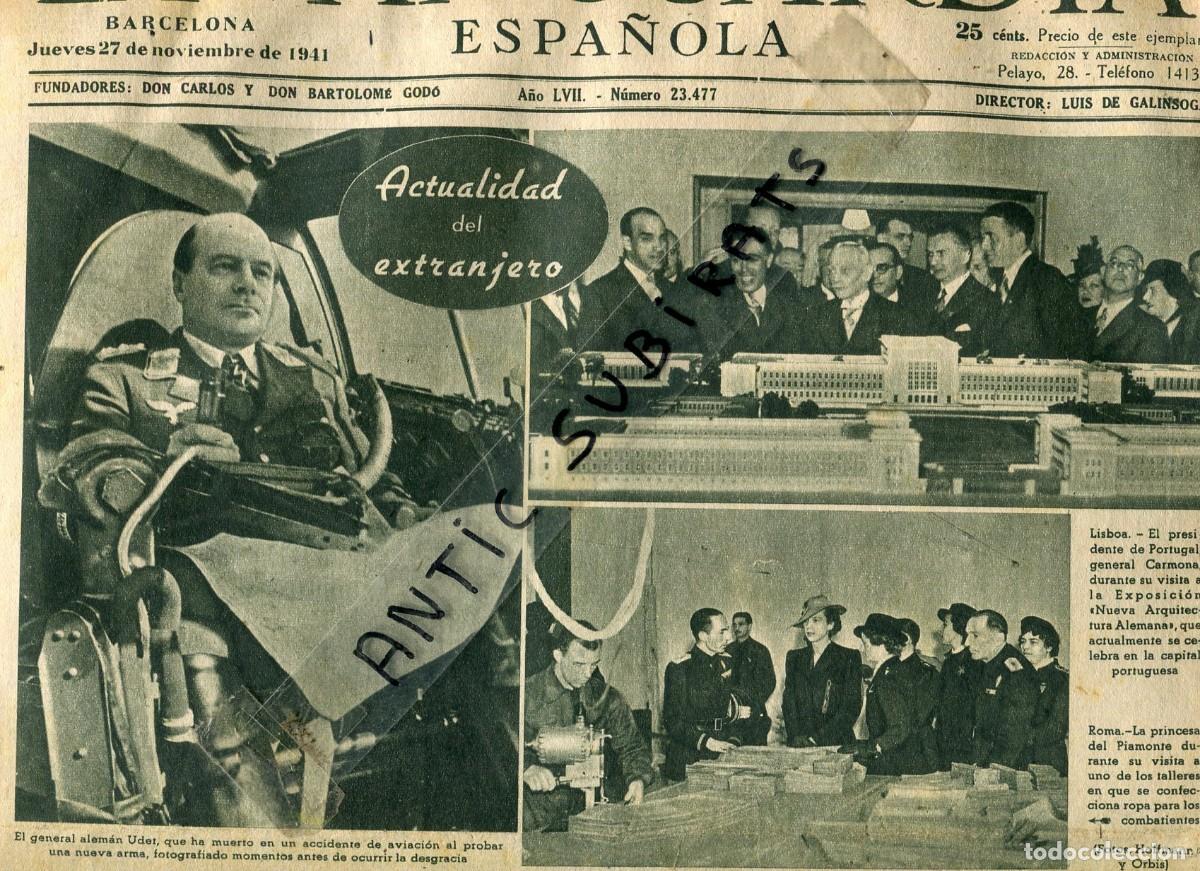 Coleccionismo de Revistas y Peri&oacute;dicos: VANGUARDIA A&Ntilde;O 1941 UDET PRINCESA DEL PIAMONTE PORTUGAL RIBBENTROP DIVISION AZUL CATEDRAL DE VIC