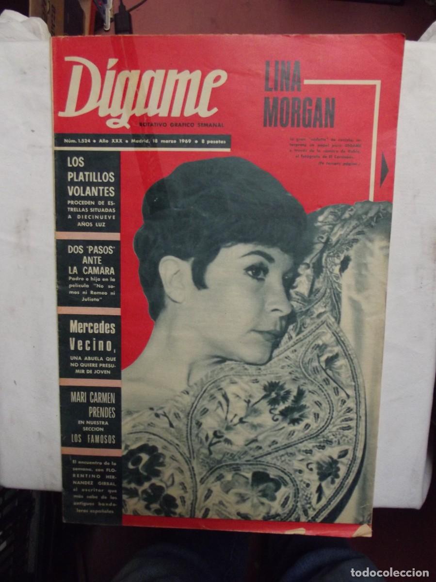 Coleccionismo de Revistas y Peri&oacute;dicos: REVISTA DIGAME N&ordm; 1.524 MARZO DE 1969 LINA MORGAN
