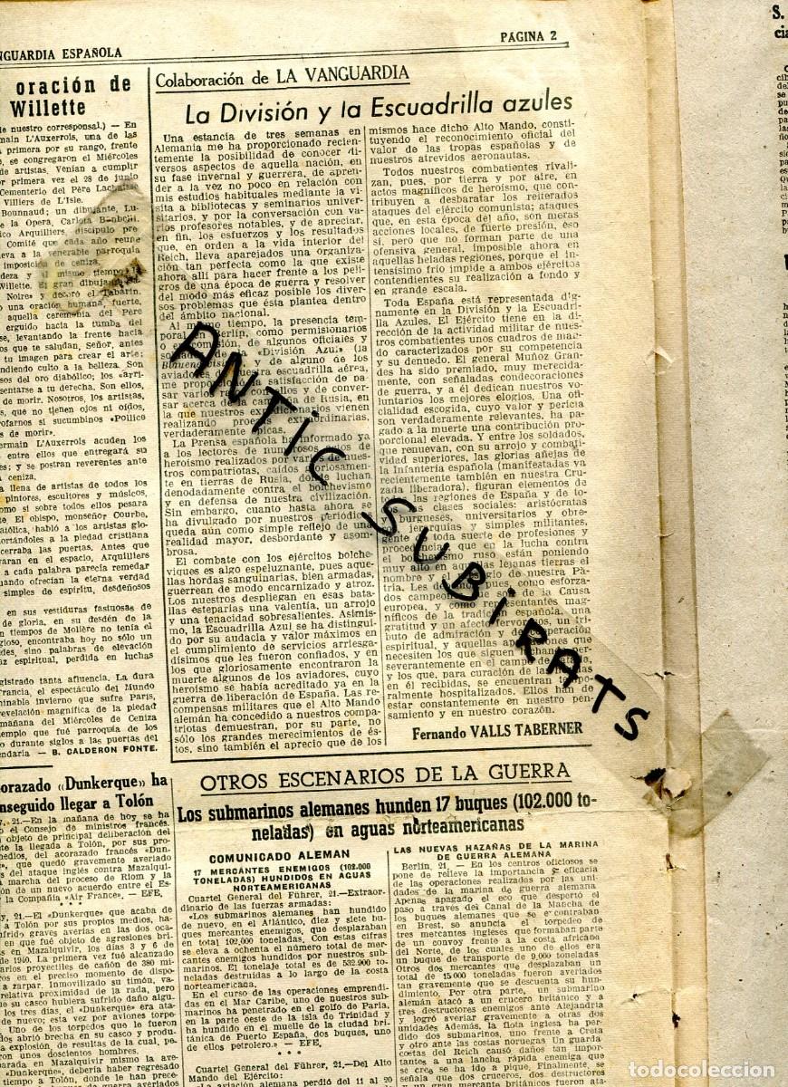 Coleccionismo de Revistas y Peri&oacute;dicos: VANGUARDIA A&Ntilde;O 1942 LA DIVISION AZUL POR FERNANDO VALLS TABERNER MARQUES DE VALDEIGLESIAS