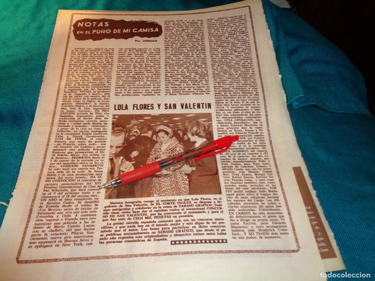 Coleccionismo de revistas y peri&oacute;dicos: RECORTE : LOLA FLORES Y SAN VALENTIN. CINE EN 7 DIAS, ENERO 1966