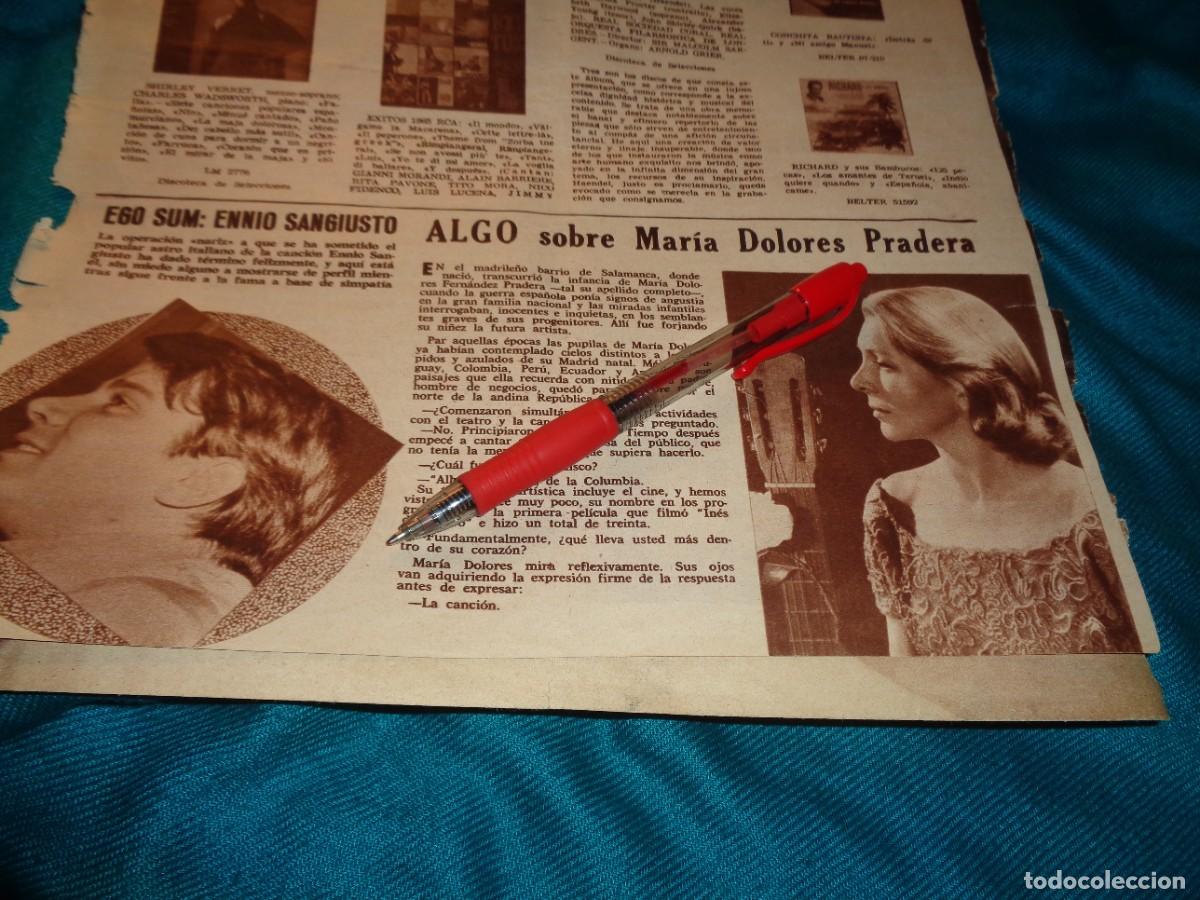 Coleccionismo de Revistas y Peri&oacute;dicos: RECORTE : MARIA DOLORES PRADERA. ENNIO SANGIUSTO. CINE EN 7 DIAS, FBRO 1966