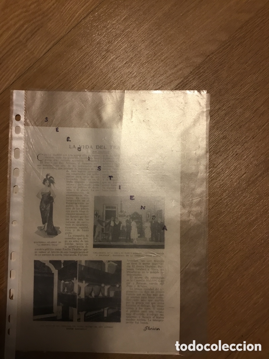 Collectionnisme de Revues et Journaux: - TEATRO - Melchor, Gaspar y Baltasar de Paso y Rosales, Hortensia Gelabert 1921
