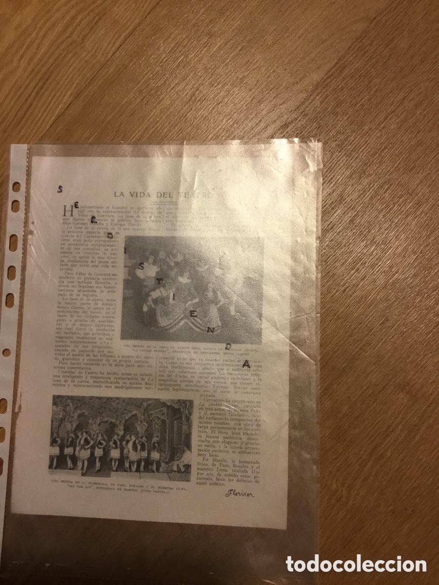 Collectionnisme de Revues et Journaux: - TEATRO - La ciudad eterna de Ramon Pe&ntilde;a, Ojo por ojo de Paso, Rosales y el maestro Luna 1921