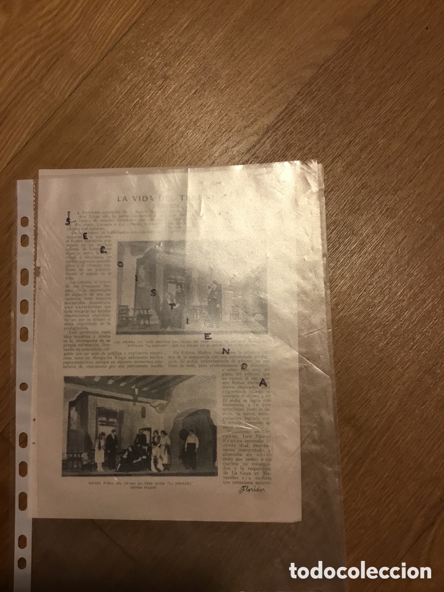 Collectionnisme de Revues et Journaux: - TEATRO - La extra&ntilde;a de Eduardo Marquina, Margarita Xirgu 1921