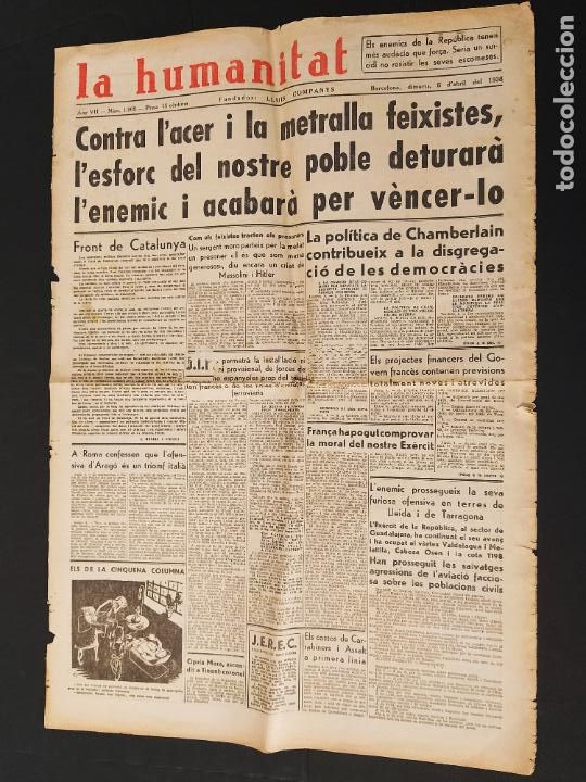Collezionismo di Riviste e Giornali: GUERRA CIVIL-LA HUMANITAT-5 D'ABRIL ANY 1938-NUMERO 1905-VEURE FOTOGRAFIES-(V-24.666)