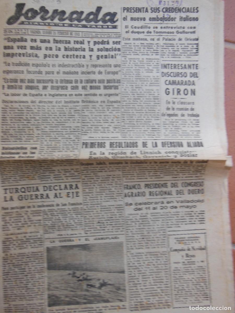 Colecionismo de Revistas e Jornais: JORNADA. Diario de la Tarde. 24 DE FEBRERO DE 1945. N&ordm; 1058. (Valencia). Segunda Guerra Mundial.