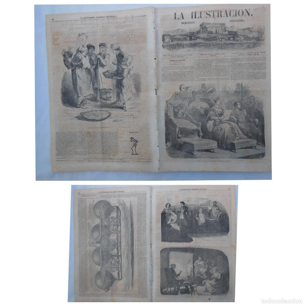 Colecionismo de Revistas e Jornais: PERI&Oacute;DICO:LA ILUSTRACI&Oacute;N,PERI&Oacute;DICO UNIVERSAL.8 DE MARZO 1851.Aparato aerost&aacute;tico de M. Petin.