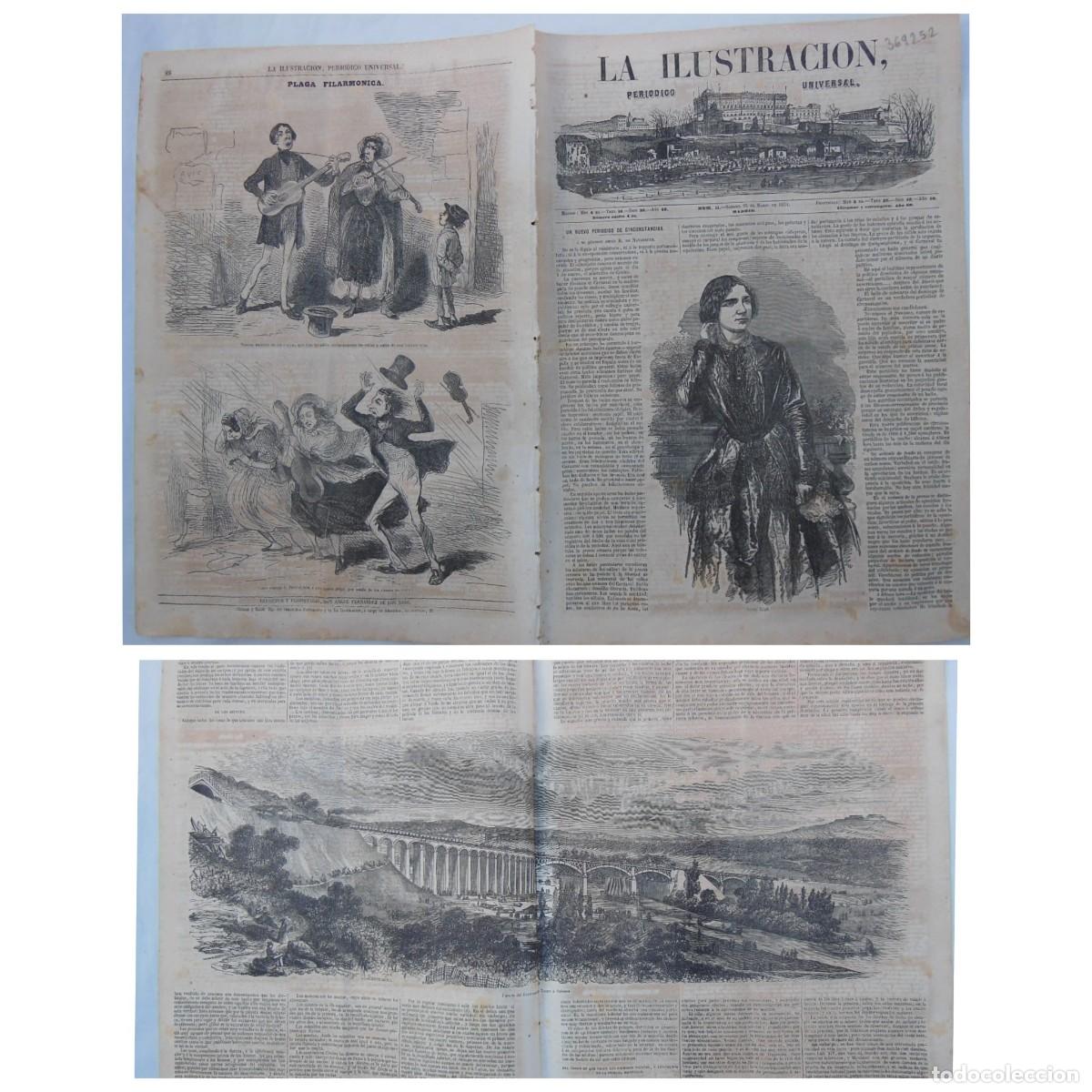 Colecionismo de Revistas e Jornais: ANTIGUO PERI&Oacute;DICO:LA ILUSTRACI&Oacute;N,PERI&Oacute;DICO UNIVERSAL.15 MARZO 1851.Ferro-carril de Tours a Orleans.