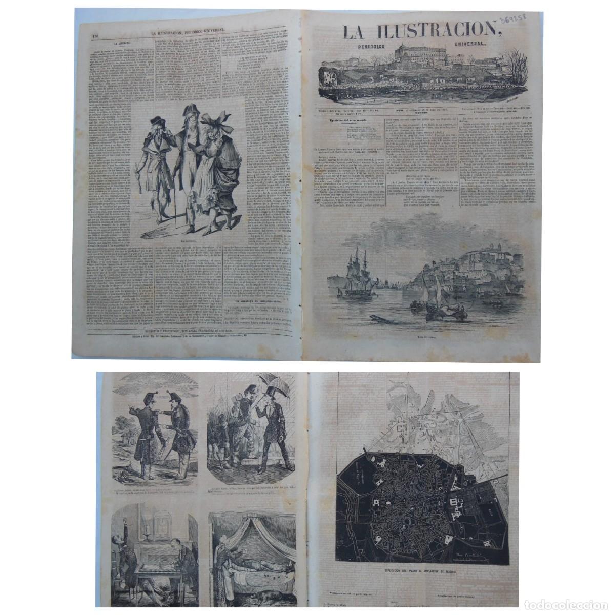 Colecionismo de Revistas e Jornais: ANTIGUO PERI&Oacute;DICO: LA ILUSTRACI&Oacute;N, PERI&Oacute;DICO UNIVERSAL. 26 DE ABRIL DE 1851. Vista de Lisboa.