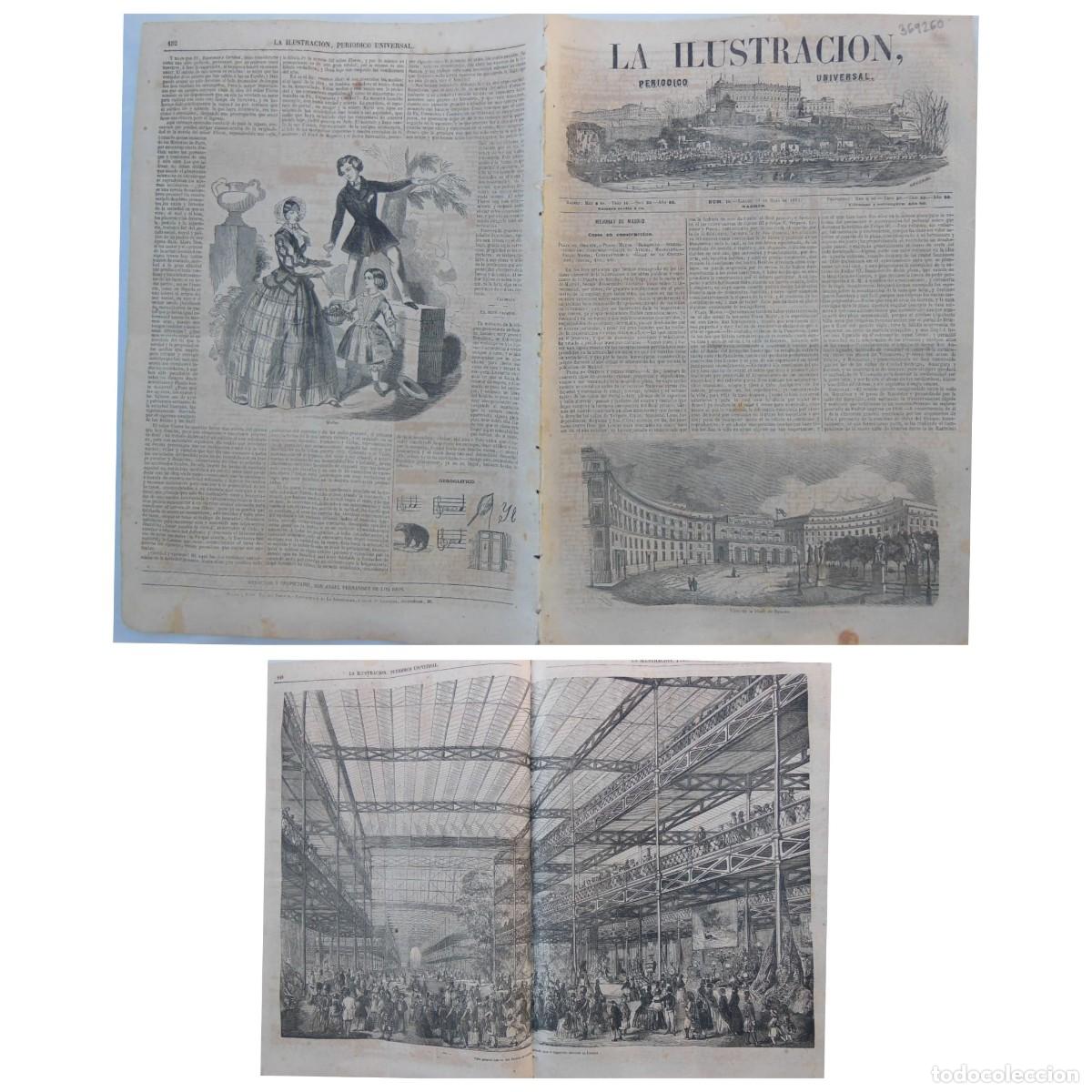 Colecionismo de Revistas e Jornais: ANTIGUO PERI&Oacute;DICO: LA ILUSTRACI&Oacute;N, PERI&Oacute;DICO UNIVERSAL. 10 DE MAYO DE 1851. Palacio de Cristal.