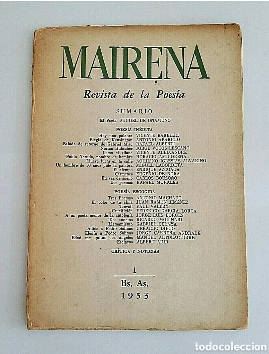 Collection Magazines and Newspapers: MAIRENA REVISTA DE POES&Iacute;A. 1953.