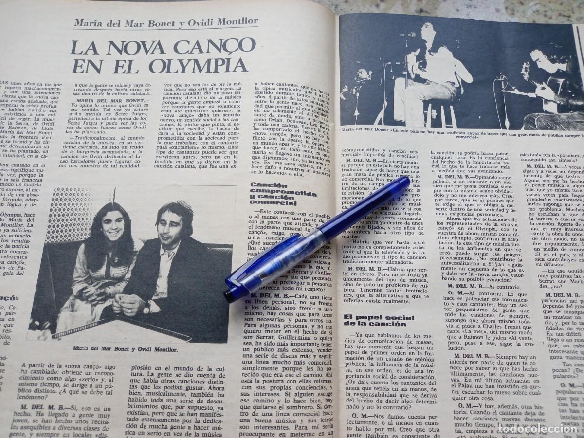 Coleccionismo de Revistas y Peri&oacute;dicos: LA NOVA CAN&Ccedil;O, M&ordf; DEL MAR BONET Y OVIDI MONTLLOR, EN EL OLYMPIA. RECORTE TRIUNFO MAYO 1975