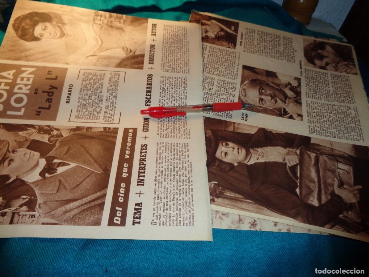 Coleccionismo de Revistas y Peri&oacute;dicos: RECORTE : SOFIA LOREN EN LA PELICULA : LADY L. PETER USTINOV. CINE EN 7 DIAS, OCTBRE 1966