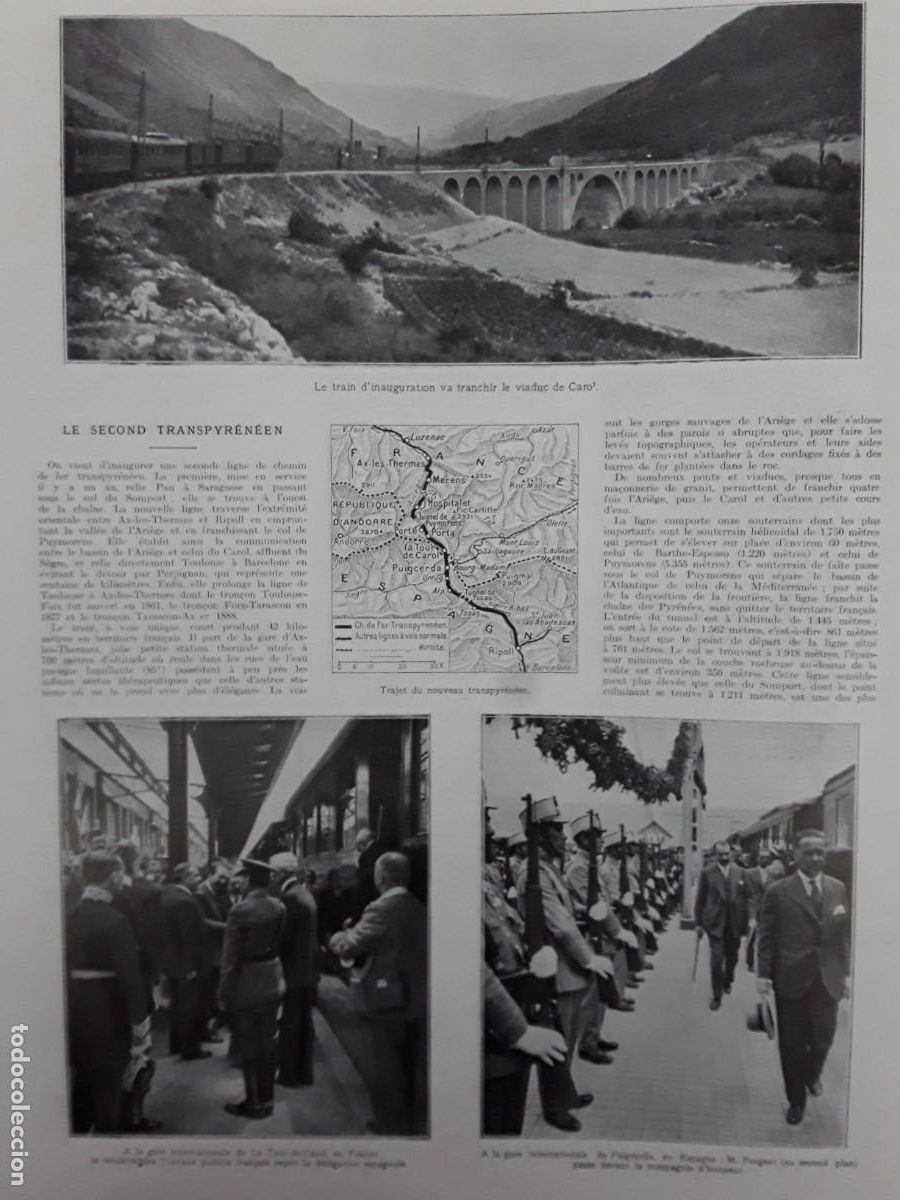 Collezionismo di Riviste e Giornali: INAGURACION SEGUNDA LINEA TREN TRANSPIRENAICA PUIGCERDA REVISTA A&Ntilde;O 1927