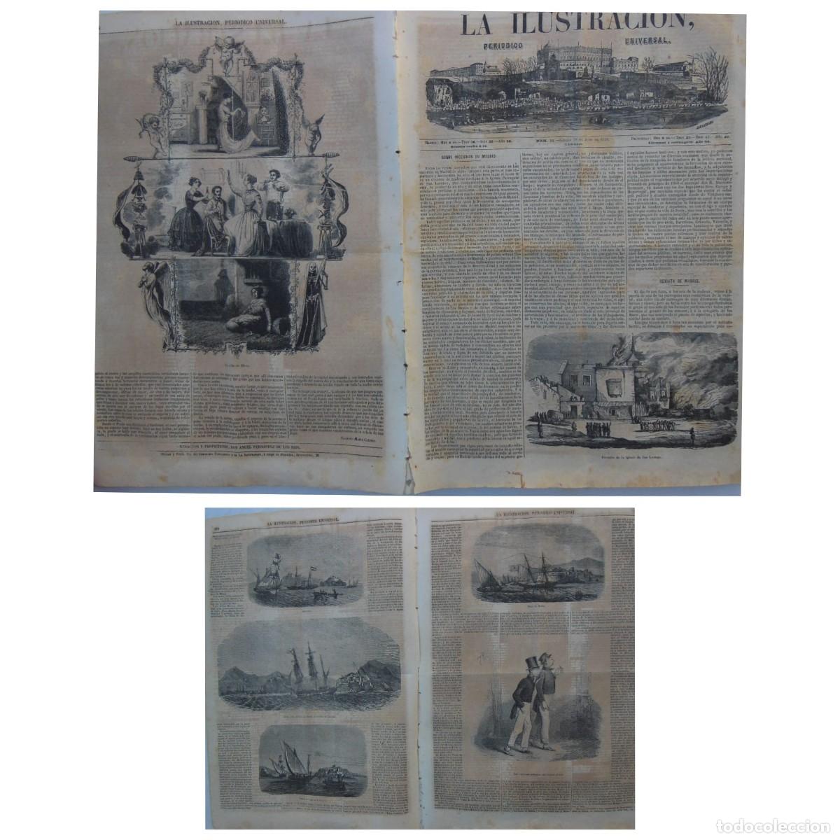 Colecionismo de Revistas e Jornais: ANTIGUO PERI&Oacute;DICO: LA ILUSTRACI&Oacute;N, PERI&Oacute;DICO UNIVERSAL. 28 DE JUNIO DE 1851. Incencio San Lorenzo.