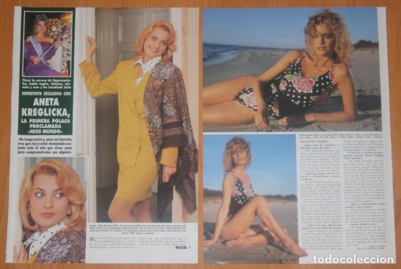 Coleccionismo de Revistas y Peri&oacute;dicos: ANETA KREGLICKA MISS WORLD 1989 4 page spain article sexy photos contest mundo recortes
