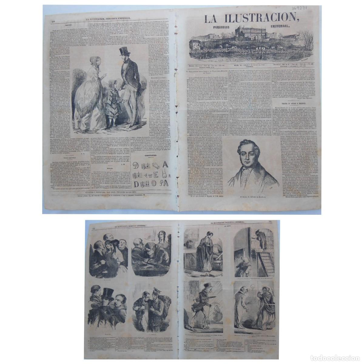 Colecionismo de Revistas e Jornais: ANTIGUO PERI&Oacute;DICO: LA ILUSTRACI&Oacute;N, PERI&Oacute;DICO UNIVERSAL. 9 DE AGOSTO DE 1851. Marqu&eacute;s de Miraflores.