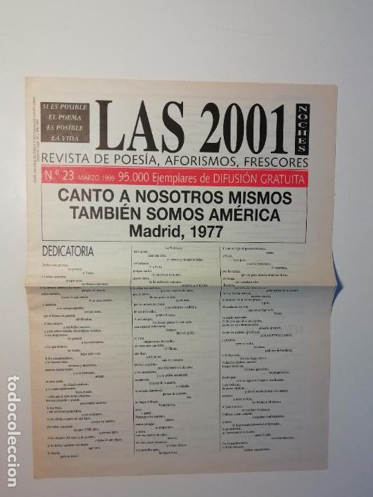 Coleccionismo de Revistas y Peri&oacute;dicos: Las 2001 noches Revista de poes&iacute;a, aforismos, frescores N&uacute;mero 23 Marzo 1999 Psicoan&aacute;lisis