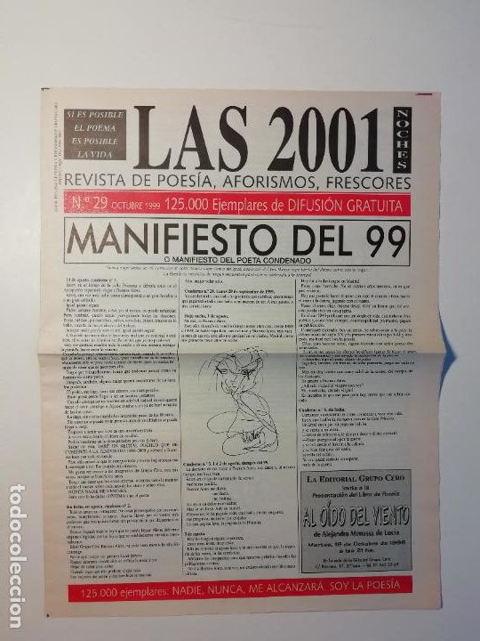 Coleccionismo de Revistas y Peri&oacute;dicos: Las 2001 noches Revista de poes&iacute;a, aforismos, frescores N&uacute;mero 29 Octubre 1999 Psicoan&aacute;lisis