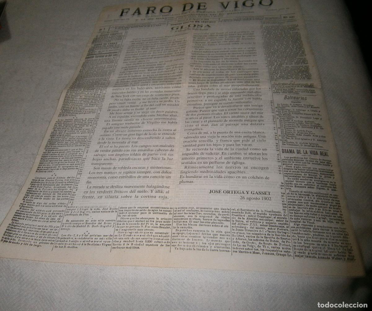Colecionismo de Revistas e Jornais: facsimil hoja Faro de Vigo diario decano de la prensa de Galicia Agosto 1902