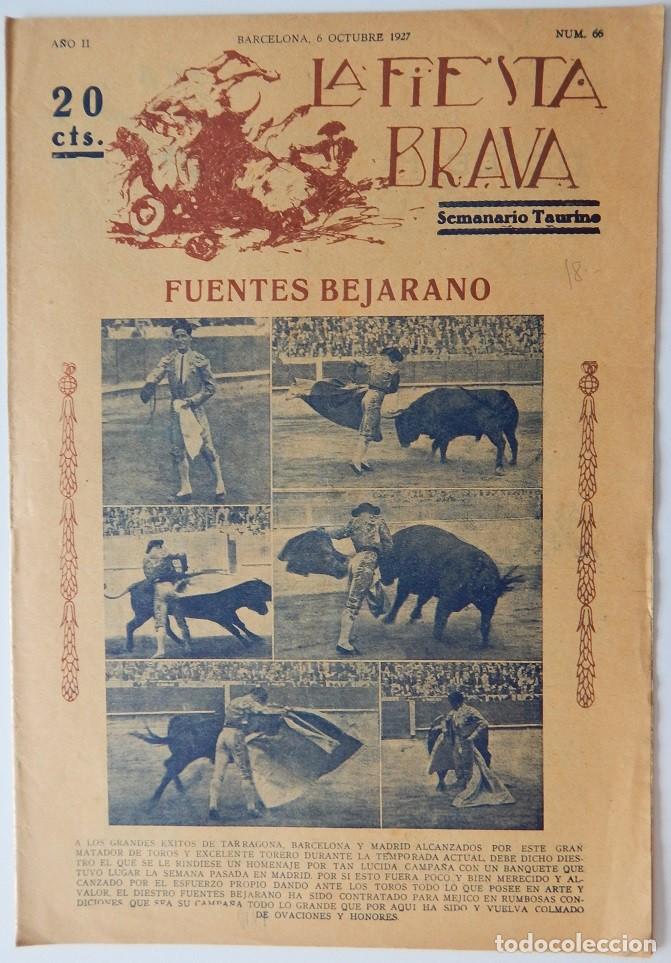Coleccionismo de Revistas y Peri&oacute;dicos: La Fiesta Brava Semanario taurino N&uacute;m 66 A&ntilde;o II - 6 Octubre 1927 / Fuentes Bejarano