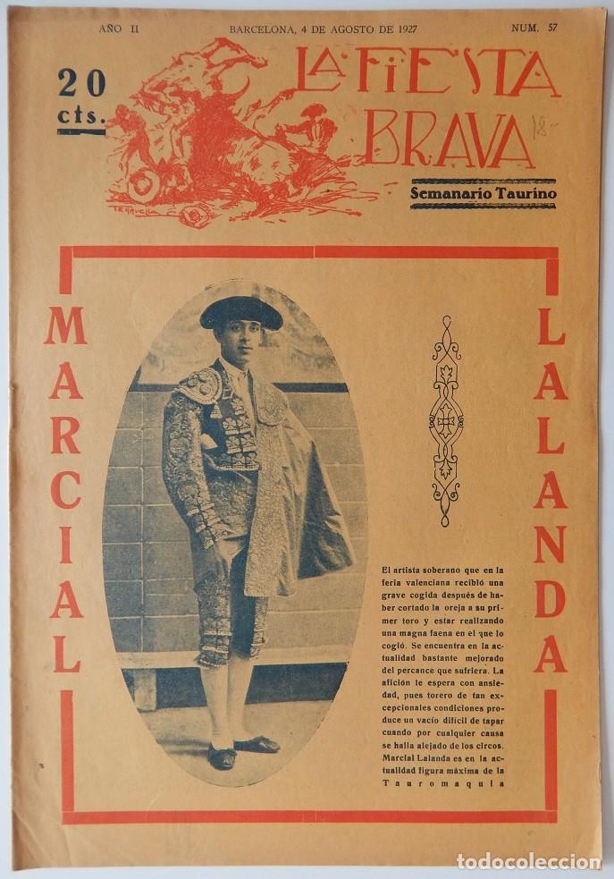 Coleccionismo de Revistas y Peri&oacute;dicos: La Fiesta Brava Semanario taurino N&uacute;m. 57 A&ntilde;o II - 4 Agosto 1927 / Marcial Lalanda