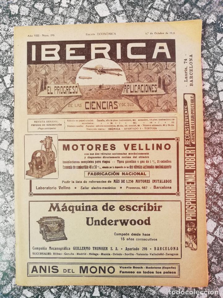 Collezionismo di Riviste e Giornali: IBERICA. REVISTA SEMANAL. EL PROGRESO DE LAS CIENCIAS Y DE SUS APLICACIONES. N&ordm;395. OCT. 1921. LEER