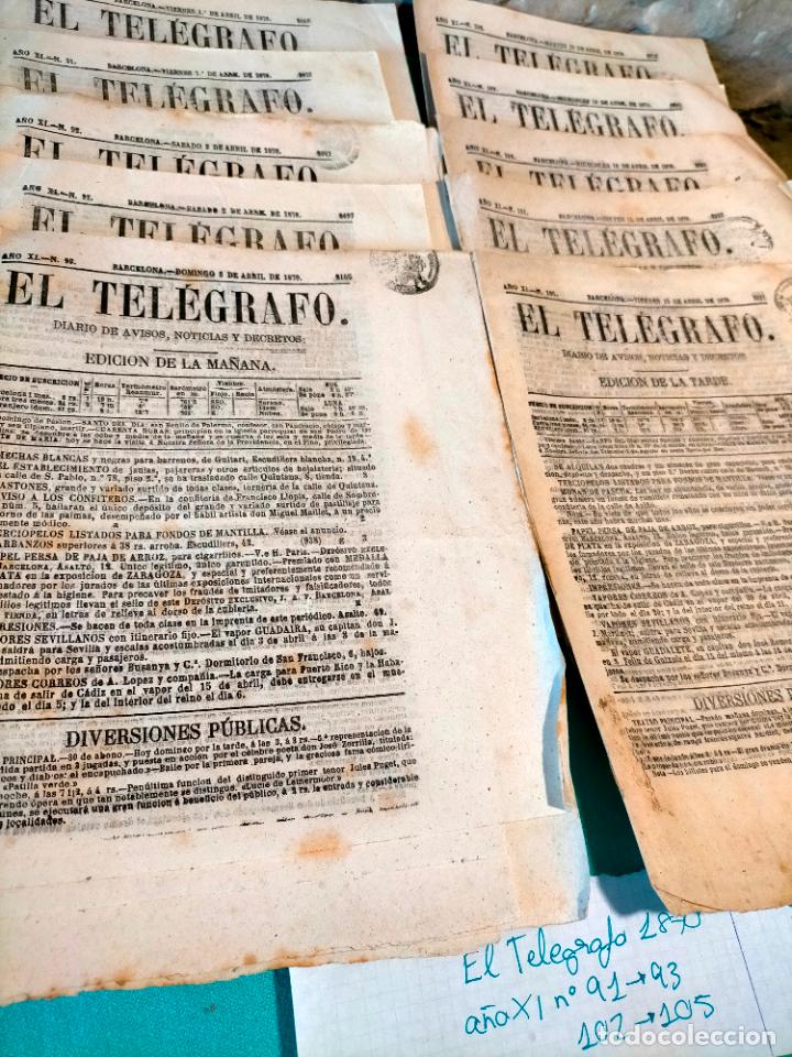 Coleccionismo de revistas y peri&oacute;dicos: El tel&eacute;grafo a&ntilde;o XI 1870 n&ordm; 91-93 y 102-105 lote diario de avisos noticias y decretos de Barcelona