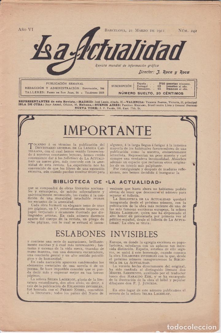 Sammeln von Zeitschriften und Zeitungen: ANTIGUA REVISTA MUNDIAL DE INFORMACI&Oacute;N GRAFICA: LA ACTUALIDAD N&ordm; 242 BARCELONA 1911