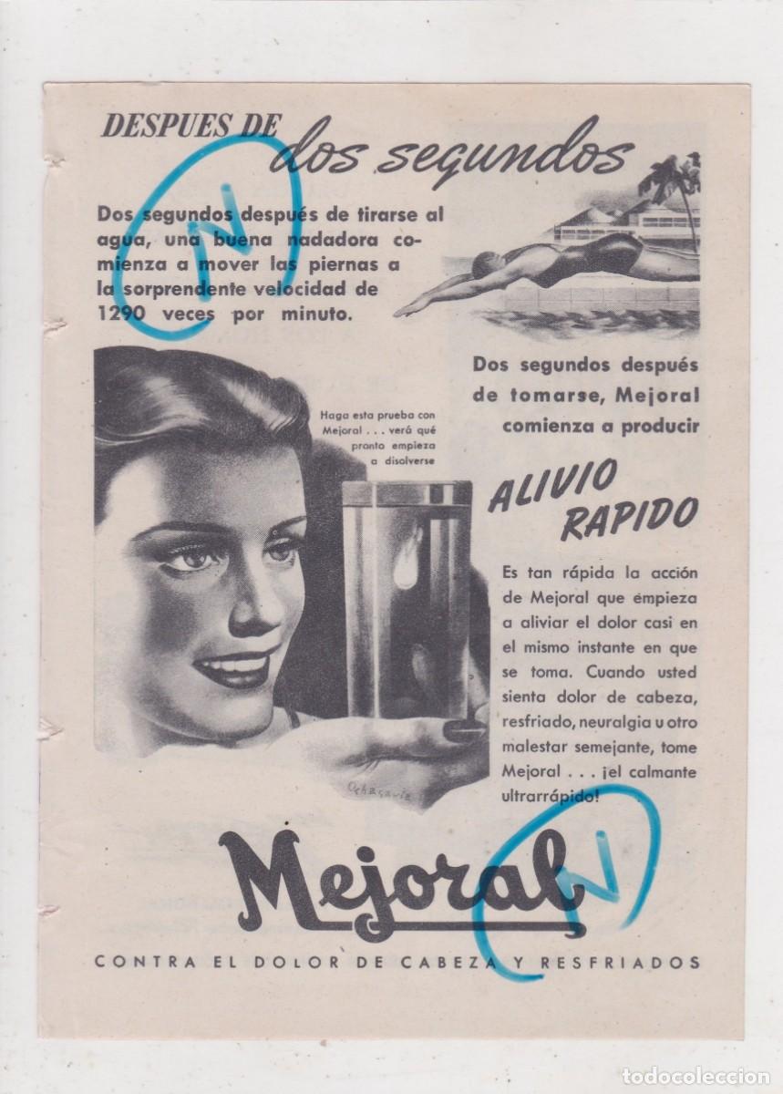 Colecionismo de Revistas e Jornais: PUBLICIDAD 1947. ANUNCIO CALMANTE MEJORAL. MEDICAMENTO + ZENITH. RADIOS INTERNATIONAL (REVERSO)