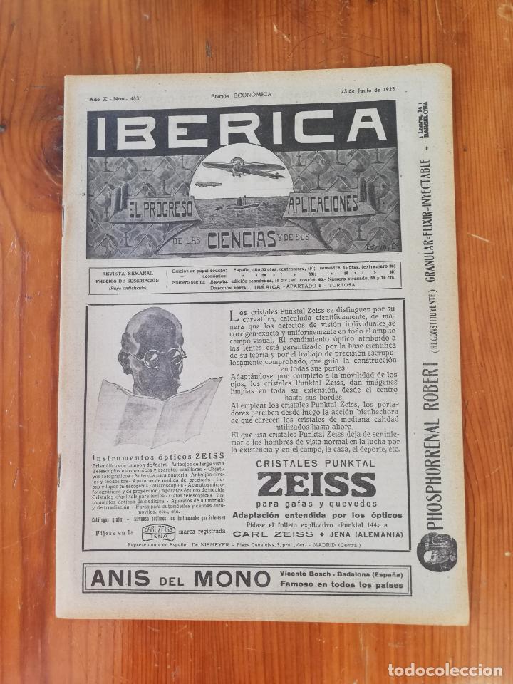 Collezionismo di Riviste e Giornali: IBERICA. REVISTA SEMANAL. EL PROGRESO DE LAS CIENCIAS Y DE SUS APLICACIONES. N&ordm;483. JUN. 1923. LEER