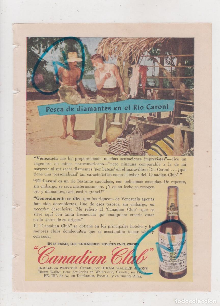 Colecionismo de Revistas e Jornais: PUBLICIDAD 1947. ANUNCIO WHISKY CANADIAN CLUB. CANADA + MOTORES PRATT & WHITNEY. E.U.A.(REVERSO)