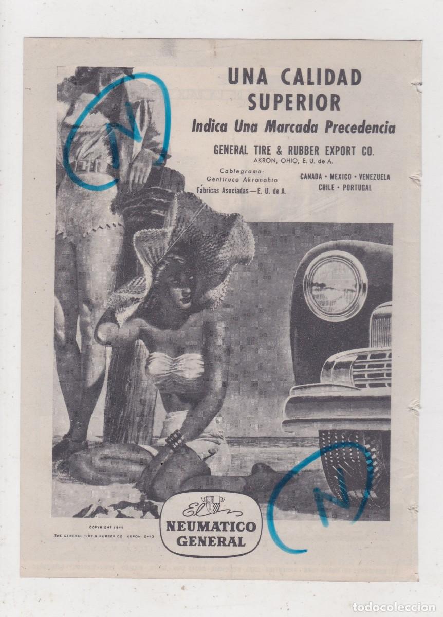 Colecionismo de Revistas e Jornais: PUBLICIDAD 1947. ANUNCIO NEUMATICO GENERAL. OHIO. E.U. DE A. + PERFUMES DANA (REVERSO)