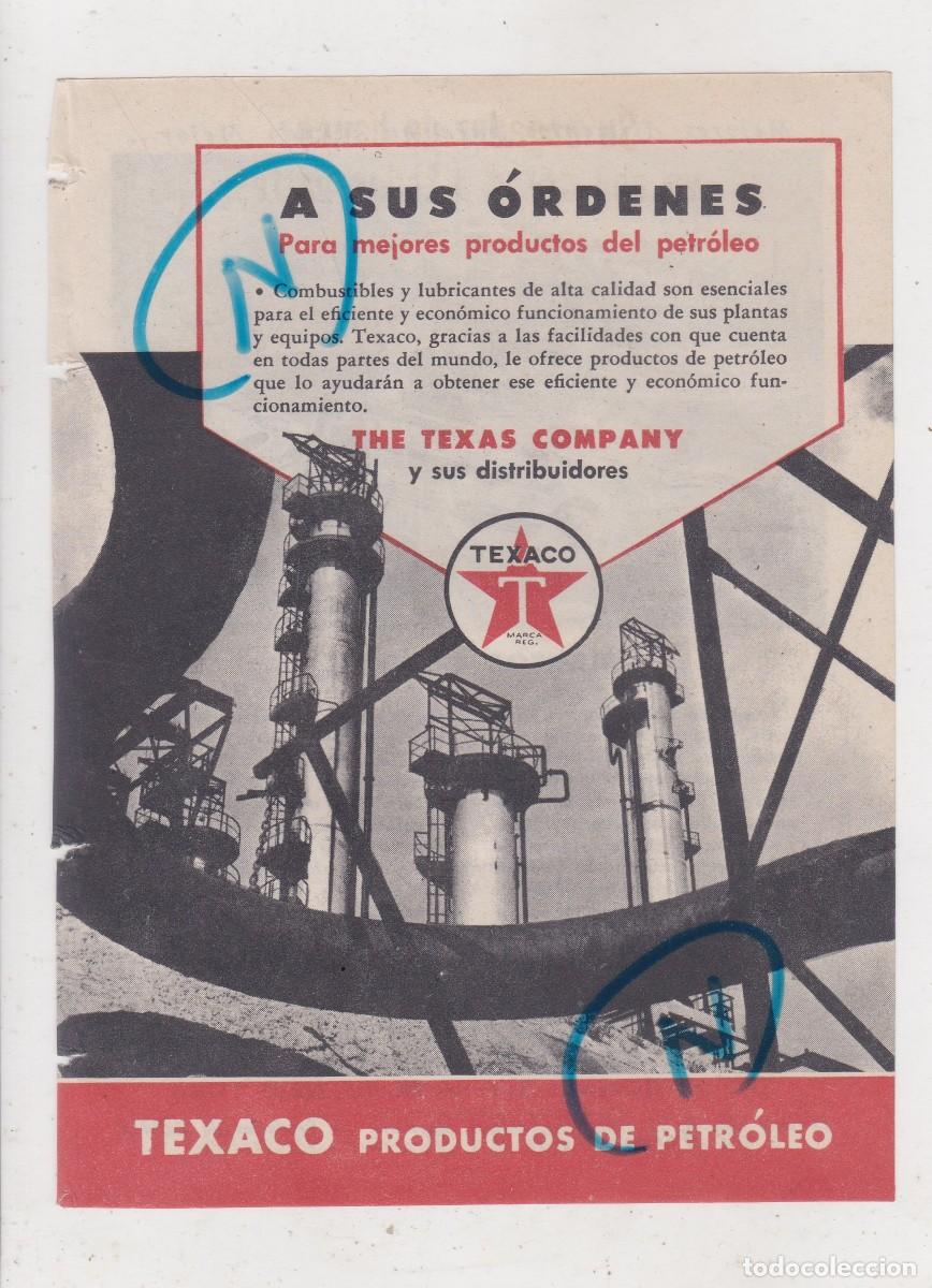 Colecionismo de Revistas e Jornais: PUBLICIDAD 1947. ANUNCIO TEXACO. COMBUSTIBLES Y LUBRICANTES. THE TEXAS COMPANY + SWIFT (REVERSO)