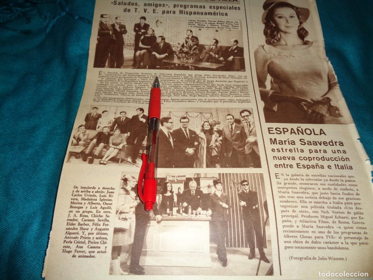 Coleccionismo de Revistas y Peri&oacute;dicos: RECORTE : EL PROGRAMA SALUDOS AMIGOS : CHICHO SERRADOR. CARMEN SEVILLA... CINE EN 7 DIAS, DCBRE 1967