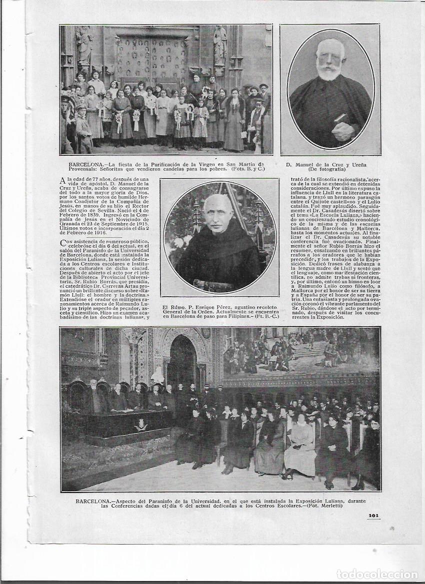 Sammeln von Zeitschriften und Zeitungen: A&Ntilde;O 1916 RECORTE PRENSA BARCELONA FIESTA DE LA PURIFICACION DE LA VIRGEN EN SANT MARTI CANDELAS