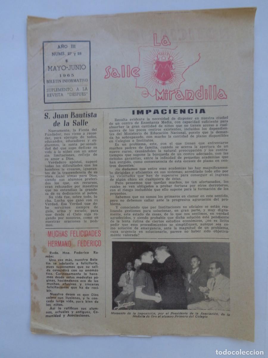 Coleccionismo de revistas y peri&oacute;dicos: LA SALLE MIRANDILLA . BOLETIN INFORMATIVO SALESIANOS , N&ordm; 27 - 28. CADIZ , 1965