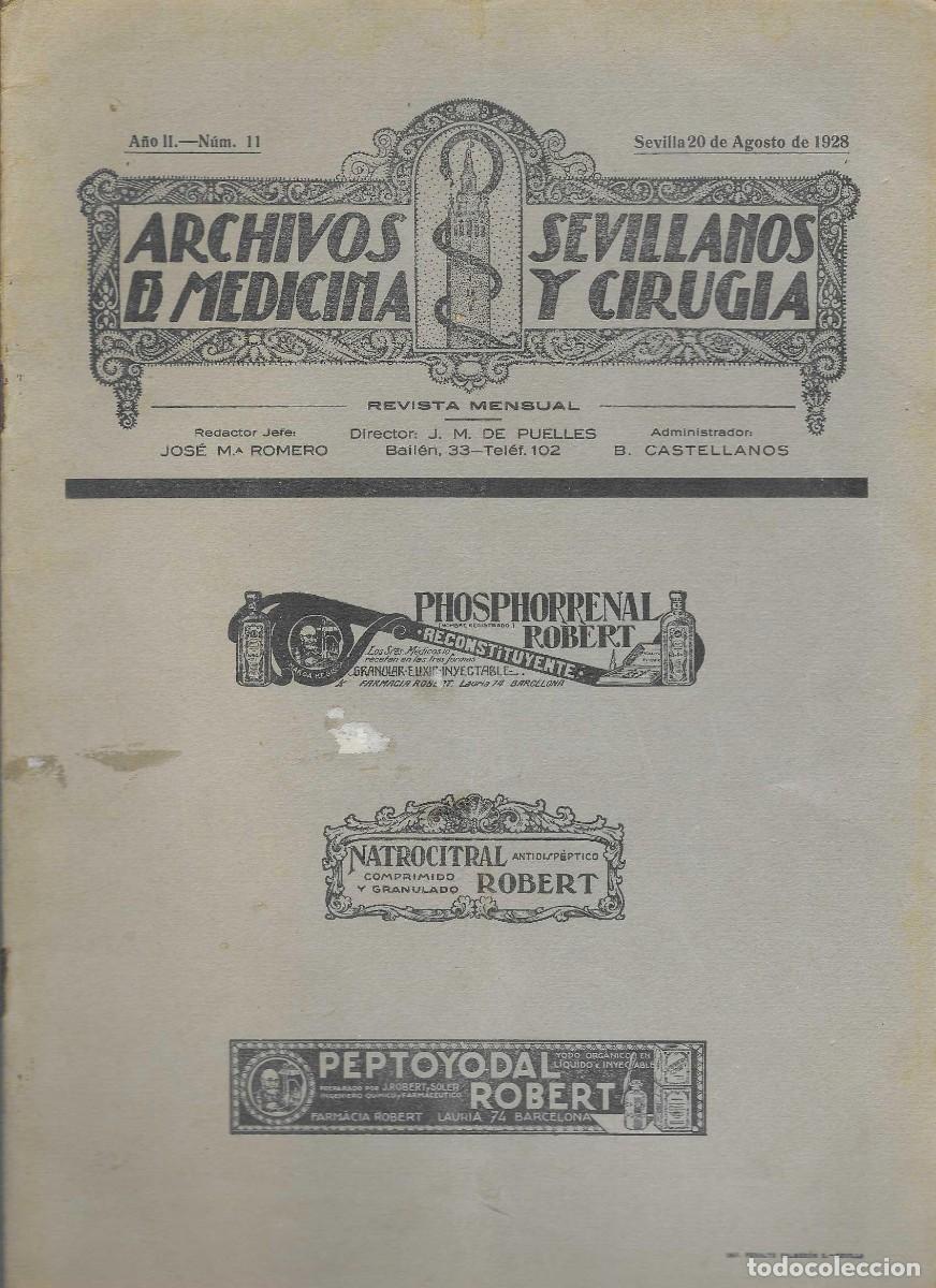 Coleccionismo de Revistas y Peri&oacute;dicos: SEVILLA, ARCHIVO SEVILLANO DE MEDICINA Y CIRUGIA, A&Ntilde;O II, N&ordm; 11, 20 AGOSTO 1928, PAG.20 + 8 PUBLICID