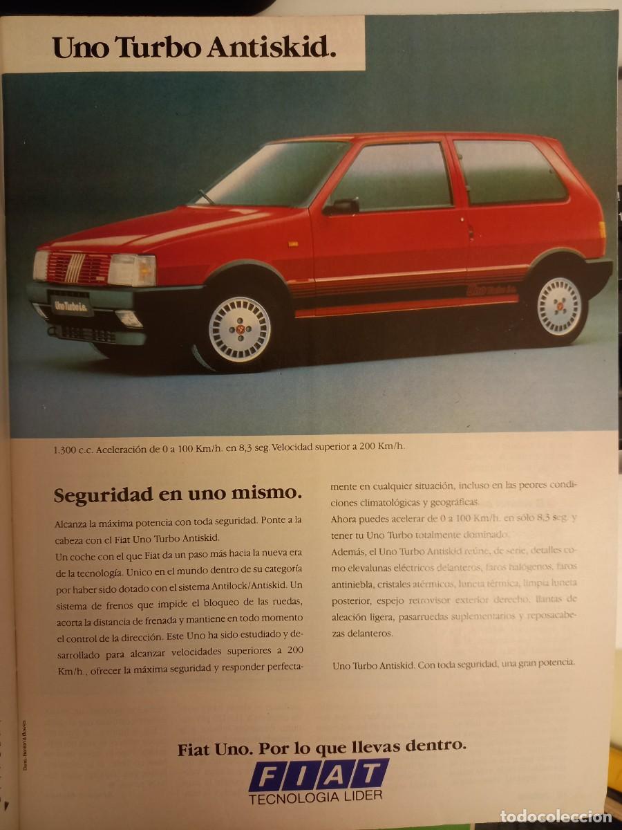 Coleccionismo de Revistas y Peri&oacute;dicos: PUBLICIDAD. ANUNCIO DE FIAT UNO TURBO. EXTRA&Iacute;DO DE REVISTA 1988
